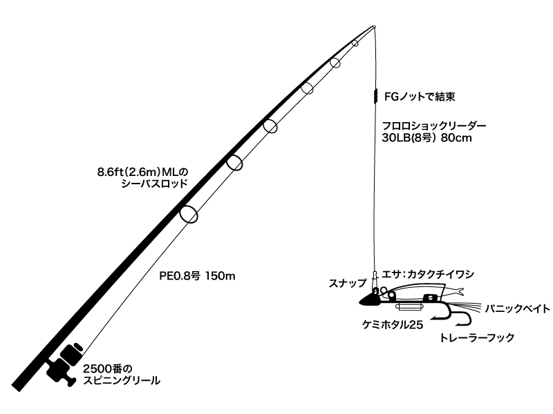 太刀魚ゲッターを使った引き釣り仕掛け図解 Fam Fishing